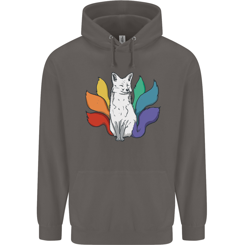 LGBT Kitsune Fox Gay Pride Mens 80% Cotton Hoodie Charcoal