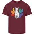 LGBT Kitsune Fox Gay Pride Mens Cotton T-Shirt Tee Top Maroon