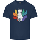 LGBT Kitsune Fox Gay Pride Mens Cotton T-Shirt Tee Top Navy Blue