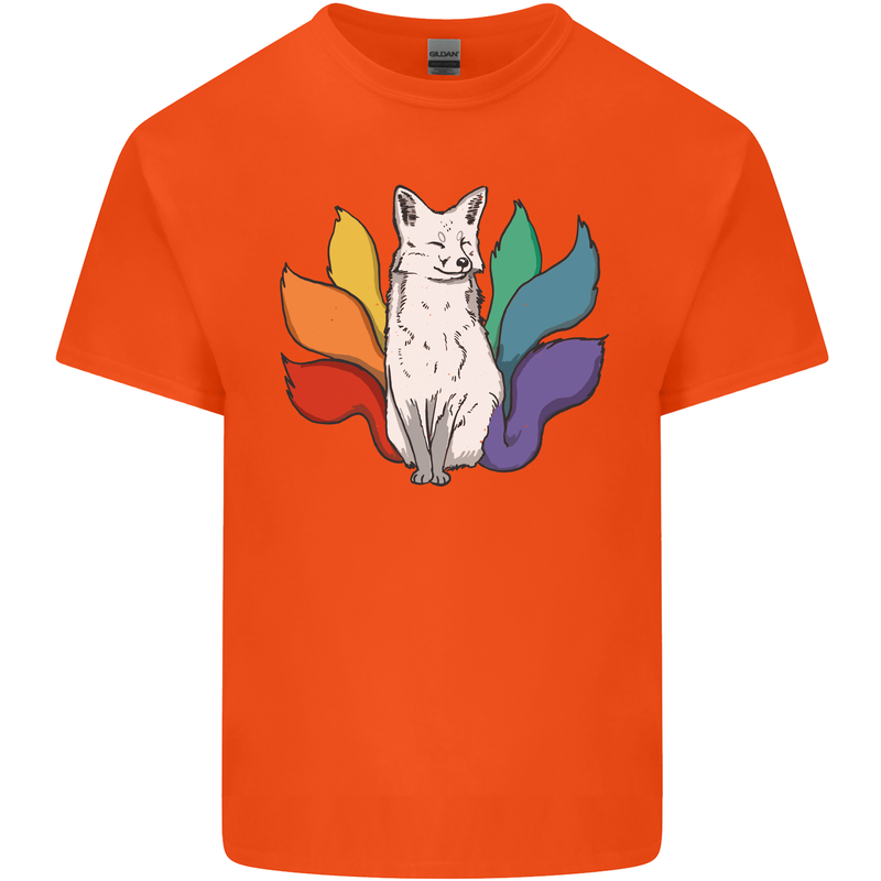LGBT Kitsune Fox Gay Pride Mens Cotton T-Shirt Tee Top Orange