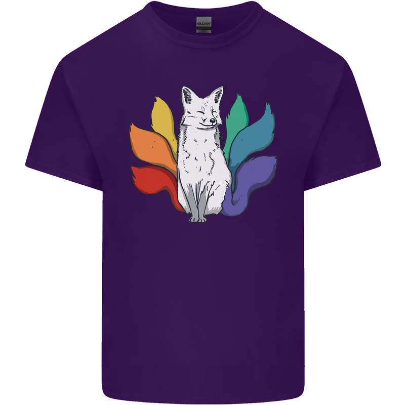 LGBT Kitsune Fox Gay Pride Mens Cotton T-Shirt Tee Top Purple