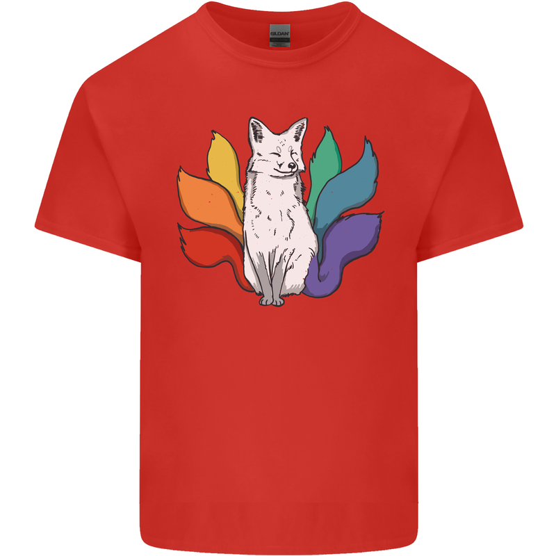 LGBT Kitsune Fox Gay Pride Mens Cotton T-Shirt Tee Top Red