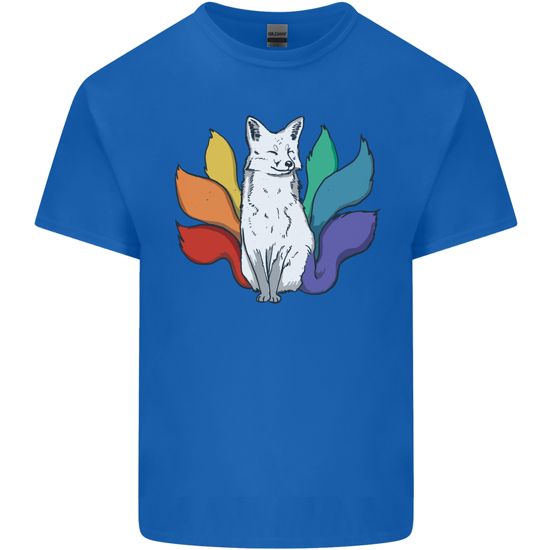 LGBT Kitsune Fox Gay Pride Mens Cotton T-Shirt Tee Top Royal Blue