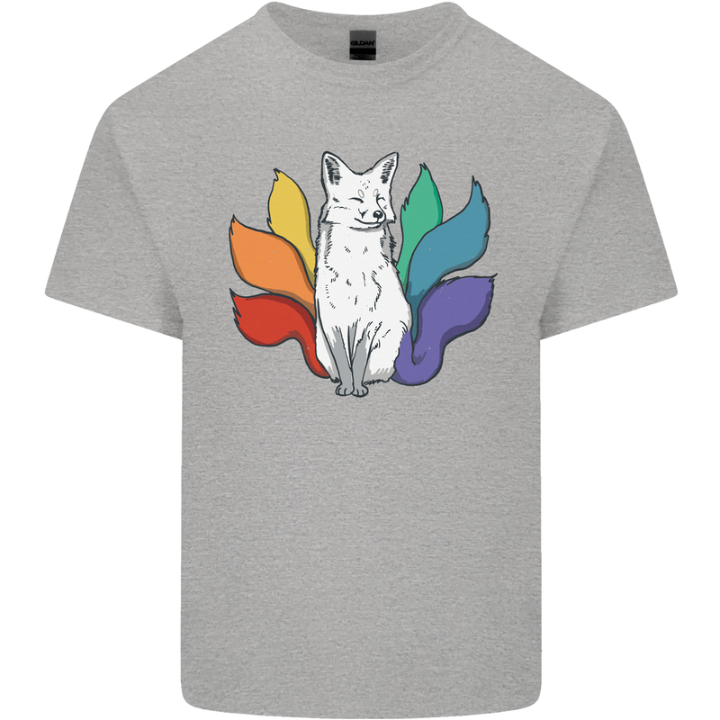 LGBT Kitsune Fox Gay Pride Mens Cotton T-Shirt Tee Top Sports Grey