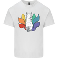 LGBT Kitsune Fox Gay Pride Mens Cotton T-Shirt Tee Top White