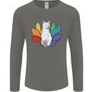 LGBT Kitsune Fox Gay Pride Mens Long Sleeve T-Shirt Charcoal