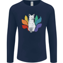 LGBT Kitsune Fox Gay Pride Mens Long Sleeve T-Shirt Navy Blue