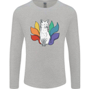LGBT Kitsune Fox Gay Pride Mens Long Sleeve T-Shirt Sports Grey