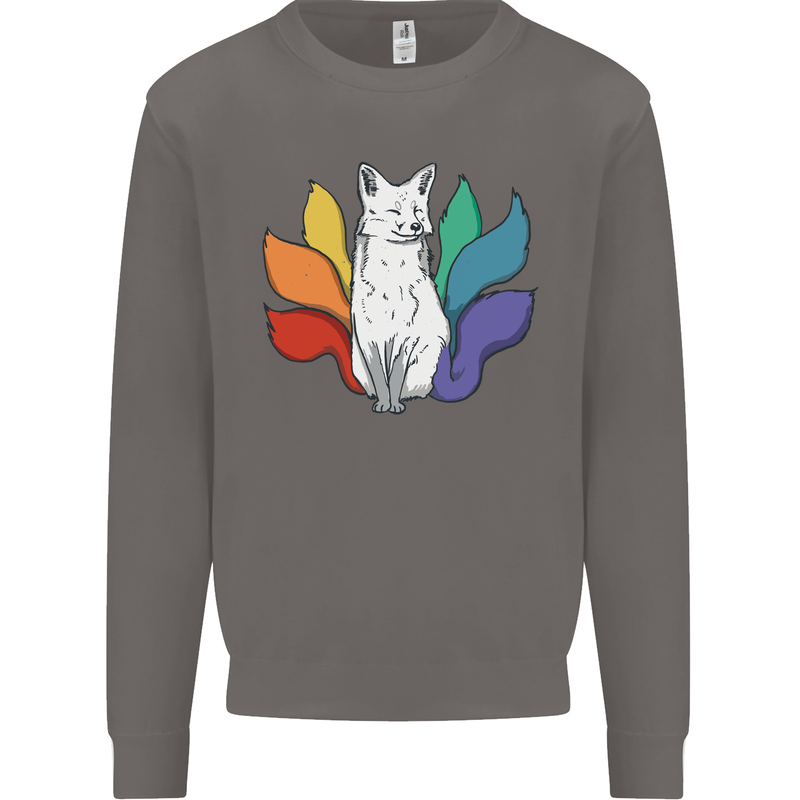 LGBT Kitsune Fox Gay Pride Mens Sweatshirt Jumper Charcoal