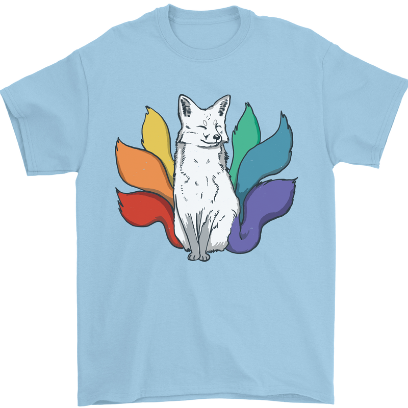 LGBT Kitsune Fox Gay Pride Mens T-Shirt 100% Cotton Light Blue