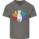 LGBT Kitsune Fox Gay Pride Mens V-Neck Cotton T-Shirt Charcoal