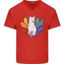 LGBT Kitsune Fox Gay Pride Mens V-Neck Cotton T-Shirt Red