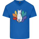 LGBT Kitsune Fox Gay Pride Mens V-Neck Cotton T-Shirt Royal Blue