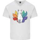 LGBT Kitsune Fox Gay Pride Mens V-Neck Cotton T-Shirt White
