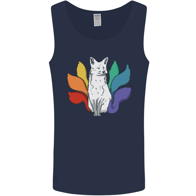 LGBT Kitsune Fox Gay Pride Mens Vest Tank Top Navy Blue