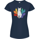 LGBT Kitsune Fox Gay Pride Womens Petite Cut T-Shirt Navy Blue