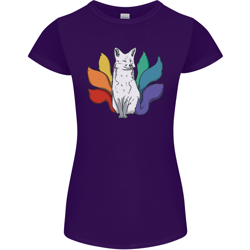 LGBT Kitsune Fox Gay Pride Womens Petite Cut T-Shirt Purple