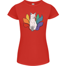 LGBT Kitsune Fox Gay Pride Womens Petite Cut T-Shirt Red