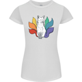 LGBT Kitsune Fox Gay Pride Womens Petite Cut T-Shirt White