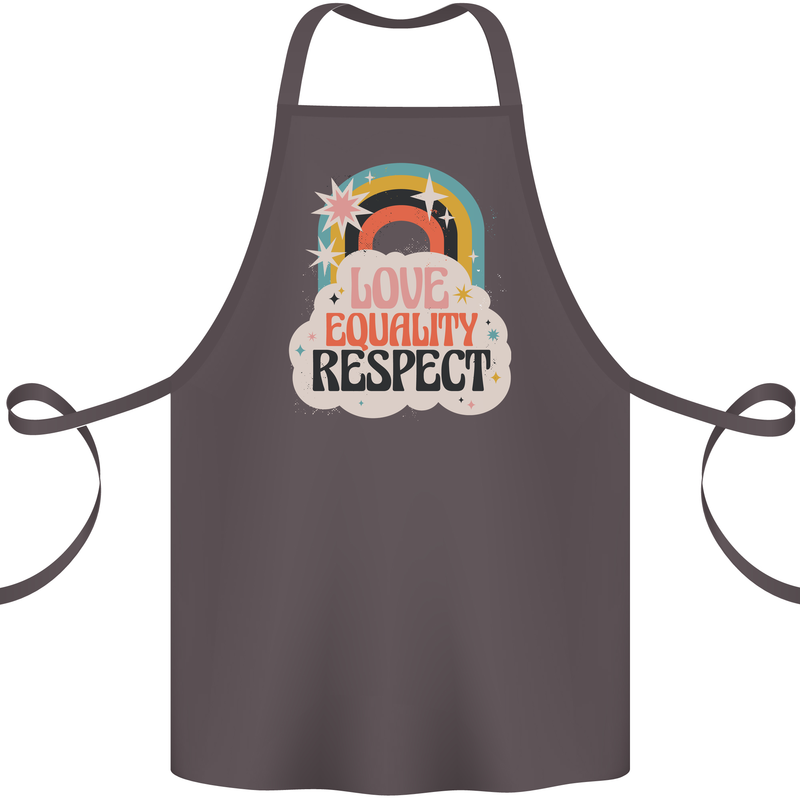 LGBT Love Equality Respect Gay Pride Day Cotton Apron 100% Organic Dark Grey