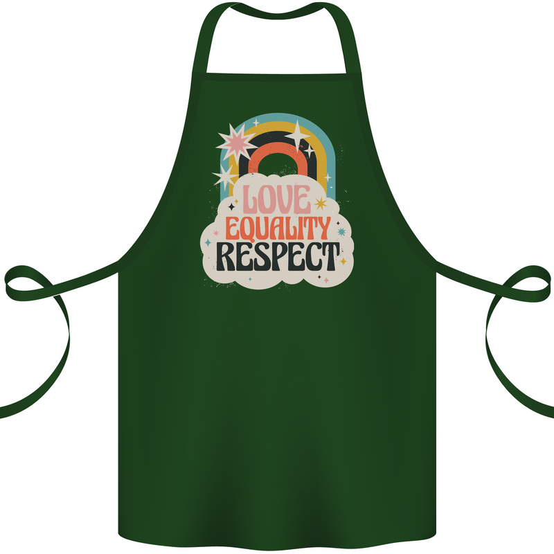 LGBT Love Equality Respect Gay Pride Day Cotton Apron 100% Organic Forest Green