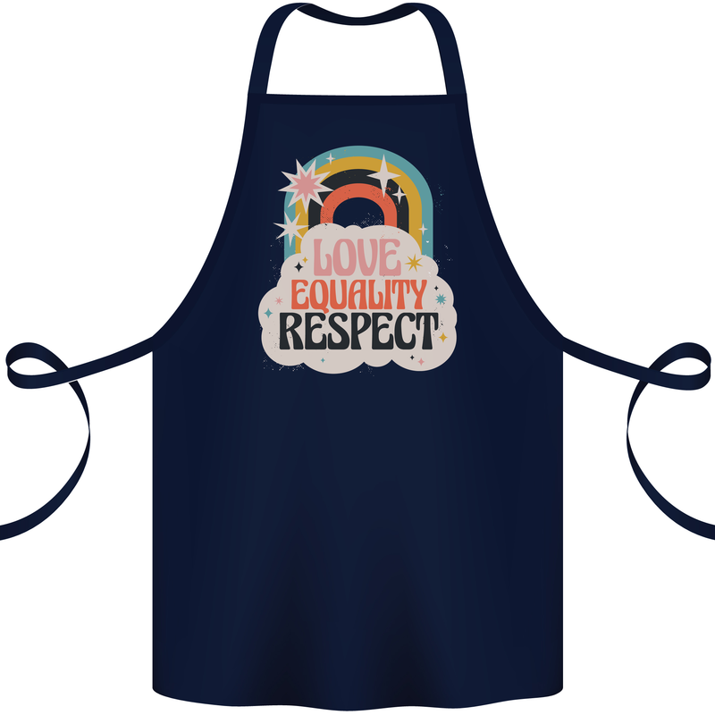 LGBT Love Equality Respect Gay Pride Day Cotton Apron 100% Organic Navy Blue