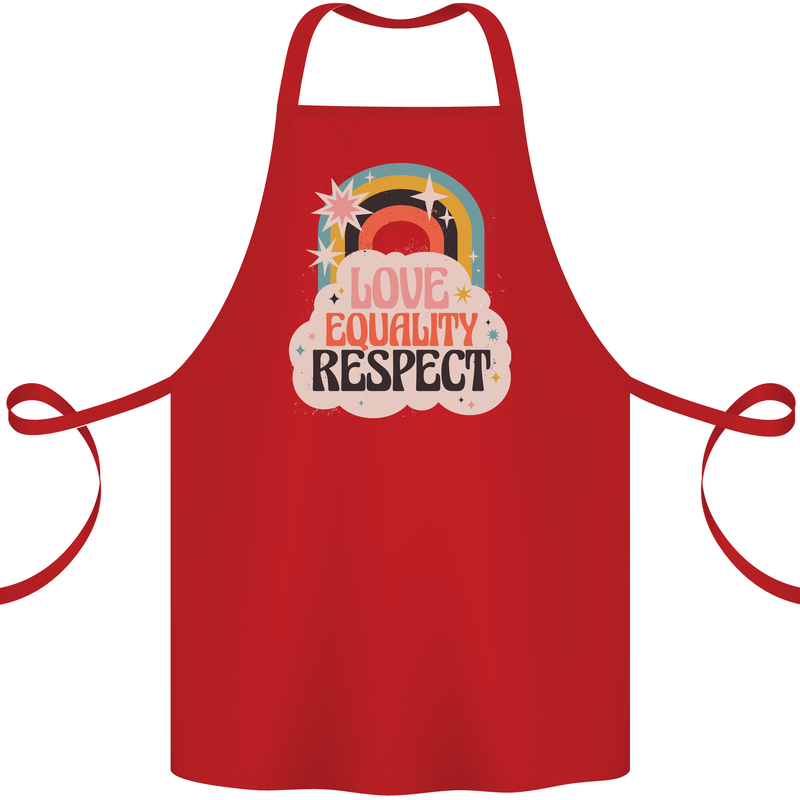 LGBT Love Equality Respect Gay Pride Day Cotton Apron 100% Organic Red