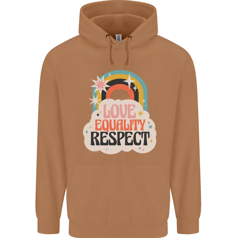 LGBT Love Equality Respect Gay Pride Day Mens 80% Cotton Hoodie Caramel Latte