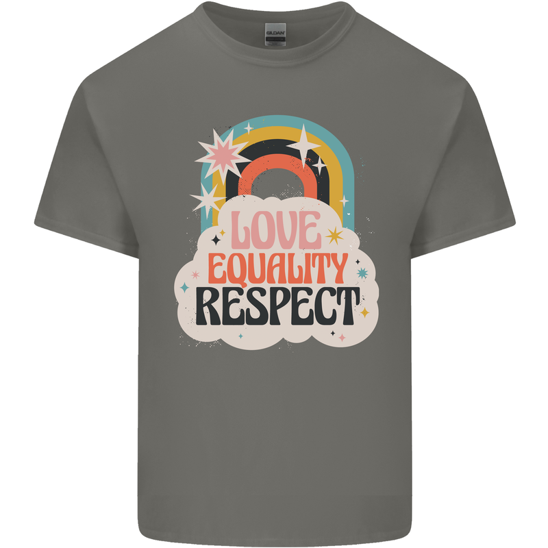 LGBT Love Equality Respect Gay Pride Day Mens Cotton T-Shirt Tee Top Charcoal