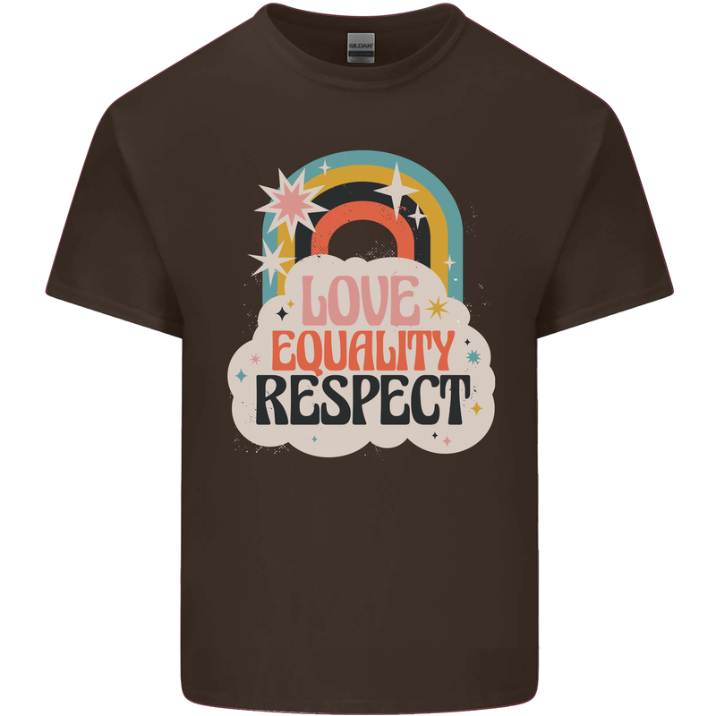 LGBT Love Equality Respect Gay Pride Day Mens Cotton T-Shirt Tee Top Dark Chocolate