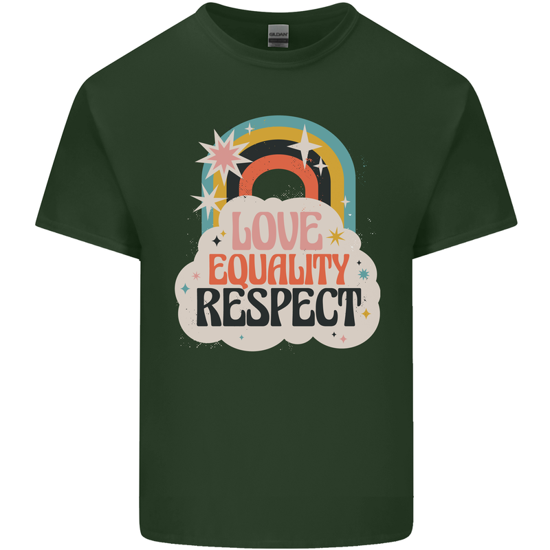 LGBT Love Equality Respect Gay Pride Day Mens Cotton T-Shirt Tee Top Forest Green