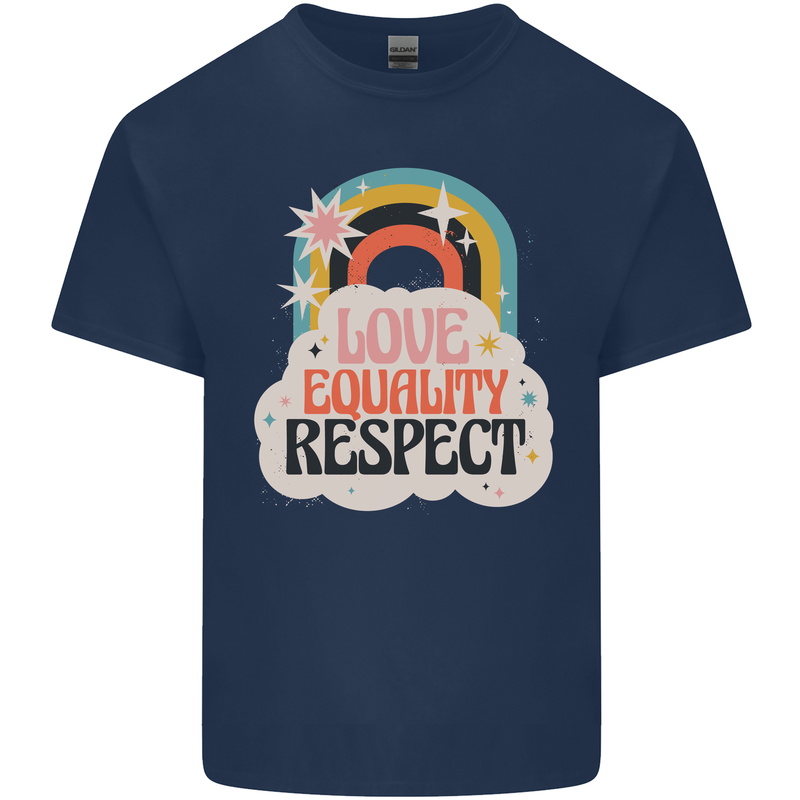 LGBT Love Equality Respect Gay Pride Day Mens Cotton T-Shirt Tee Top Navy Blue