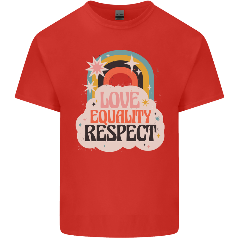 LGBT Love Equality Respect Gay Pride Day Mens Cotton T-Shirt Tee Top Red
