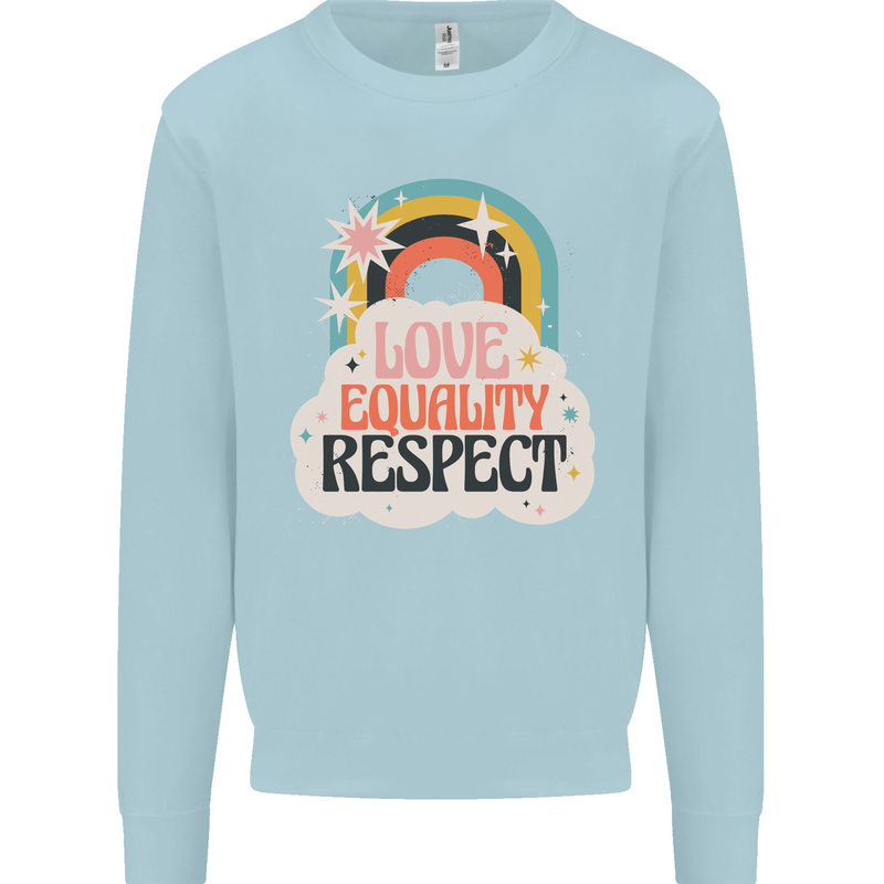 LGBT Love Equality Respect Gay Pride Day Mens Sweatshirt Jumper Light Blue