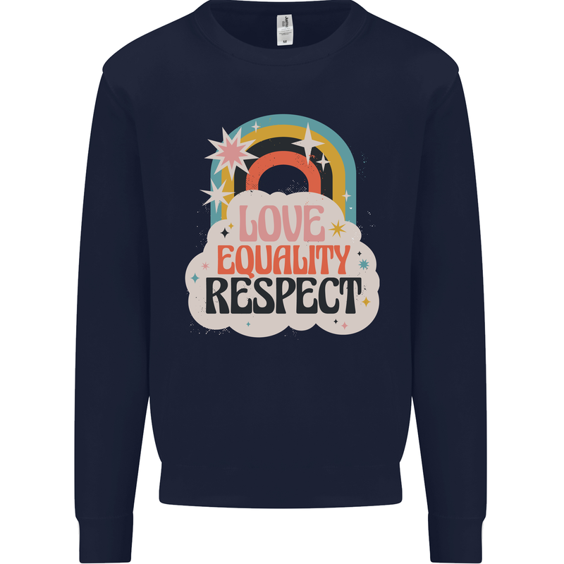 LGBT Love Equality Respect Gay Pride Day Mens Sweatshirt Jumper Navy Blue