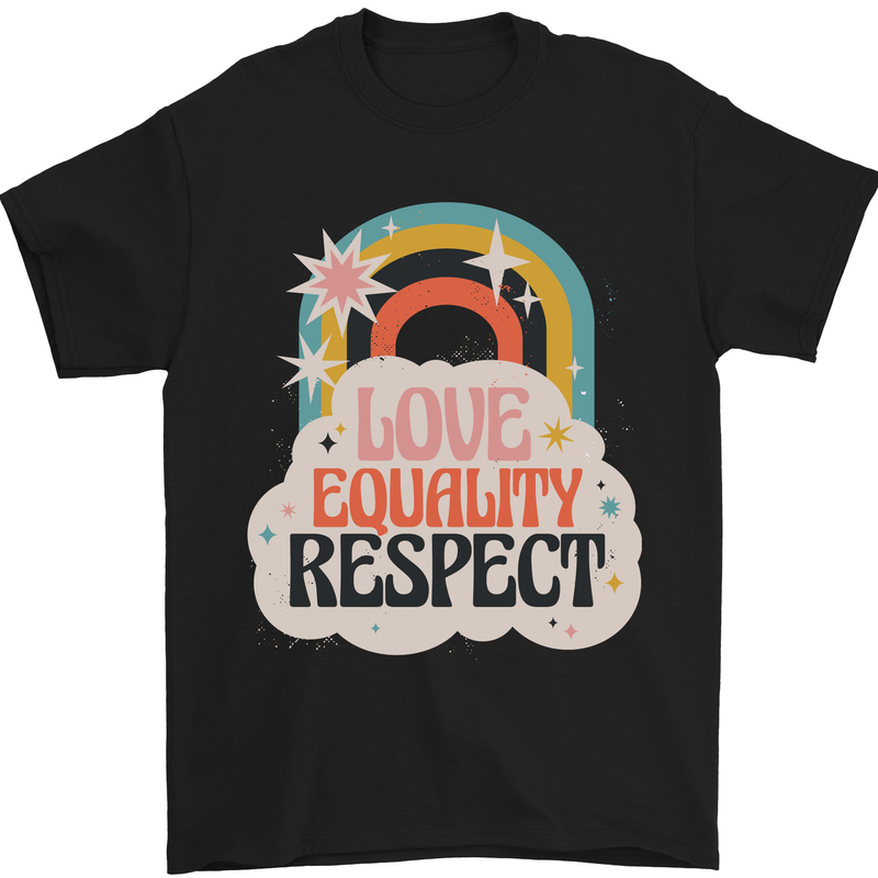 LGBT Love Equality Respect Gay Pride Day Mens T-Shirt Cotton Gildan Black