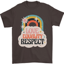 LGBT Love Equality Respect Gay Pride Day Mens T-Shirt Cotton Gildan Dark Chocolate
