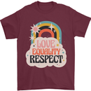LGBT Love Equality Respect Gay Pride Day Mens T-Shirt Cotton Gildan Maroon