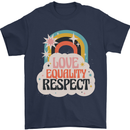 LGBT Love Equality Respect Gay Pride Day Mens T-Shirt Cotton Gildan Navy Blue