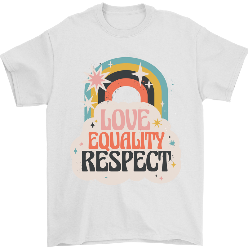 LGBT Love Equality Respect Gay Pride Day Mens T-Shirt Cotton Gildan White