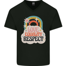 LGBT Love Equality Respect Gay Pride Day Mens V-Neck Cotton T-Shirt Black
