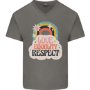 LGBT Love Equality Respect Gay Pride Day Mens V-Neck Cotton T-Shirt Charcoal
