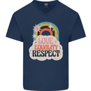 LGBT Love Equality Respect Gay Pride Day Mens V-Neck Cotton T-Shirt Navy Blue