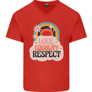 LGBT Love Equality Respect Gay Pride Day Mens V-Neck Cotton T-Shirt Red