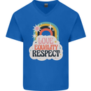 LGBT Love Equality Respect Gay Pride Day Mens V-Neck Cotton T-Shirt Royal Blue
