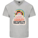 LGBT Love Equality Respect Gay Pride Day Mens V-Neck Cotton T-Shirt Sports Grey
