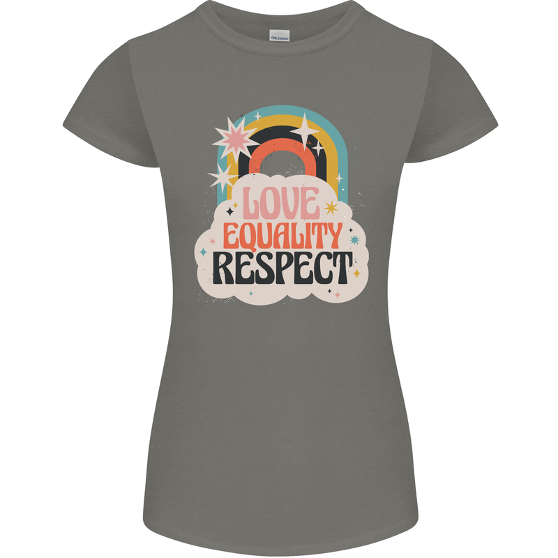 LGBT Love Equality Respect Gay Pride Day Womens Petite Cut T-Shirt Charcoal