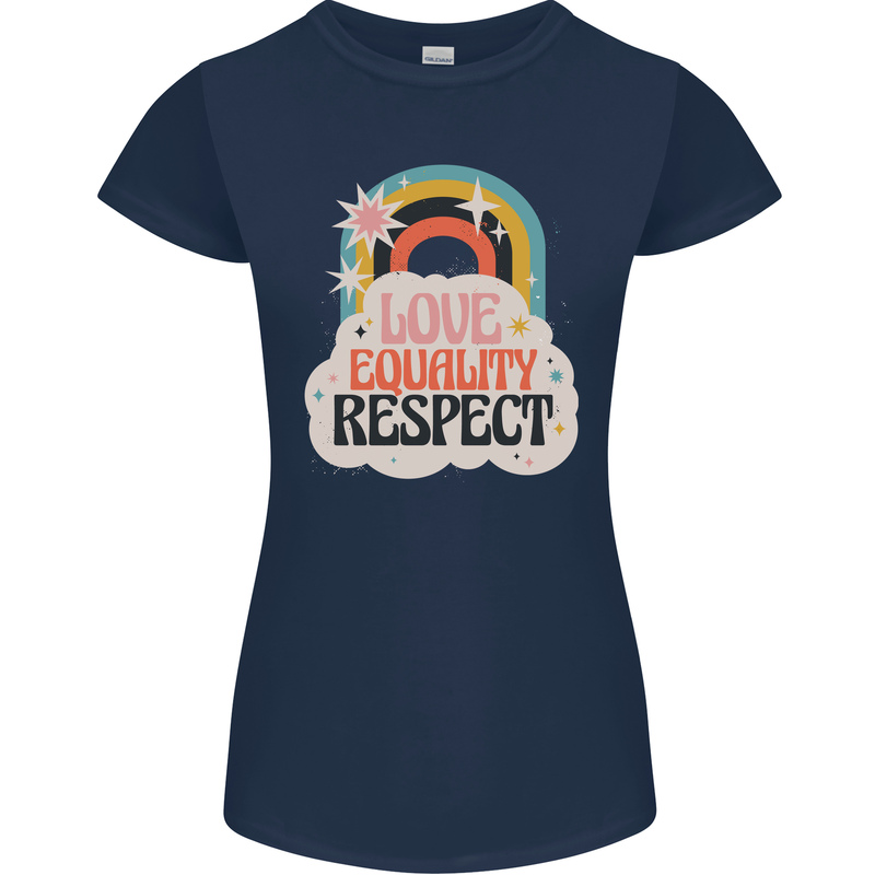 LGBT Love Equality Respect Gay Pride Day Womens Petite Cut T-Shirt Navy Blue