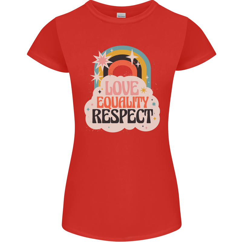 LGBT Love Equality Respect Gay Pride Day Womens Petite Cut T-Shirt Red