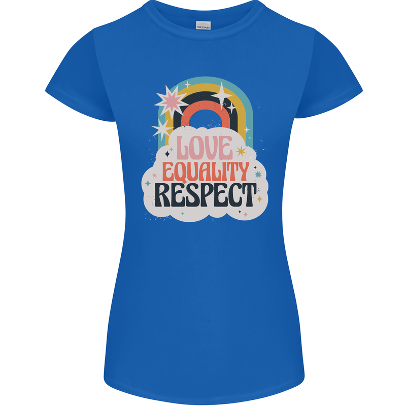 LGBT Love Equality Respect Gay Pride Day Womens Petite Cut T-Shirt Royal Blue